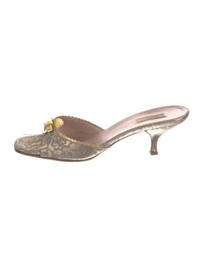 Pre-owned Prada Vintage Patterned Sandals In Gold