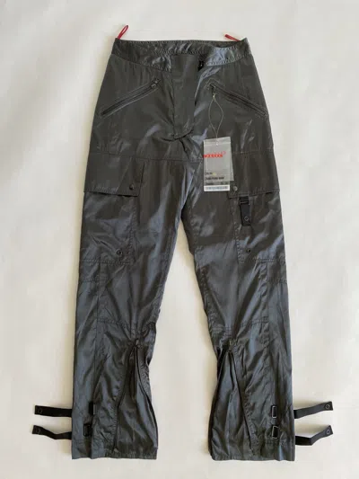 Pre-owned Prada Vintage  Astro Parachute Cargo Nylon Pants In Gray