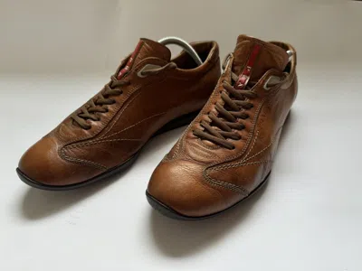 Pre-owned Prada Vintage  Leather Low Sneakers In Brown