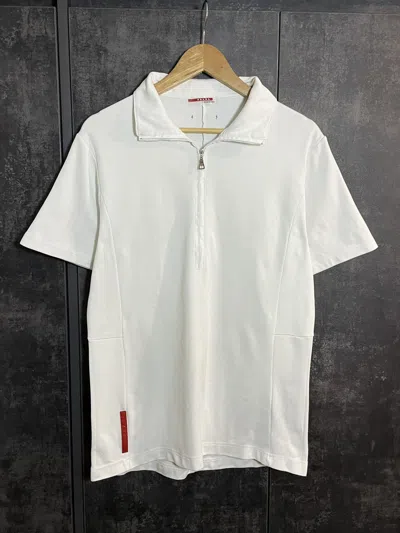 Pre-owned Prada Vintage  Red Tab Half Zip Polo T-shirt Ysl Rrl Alyx In White