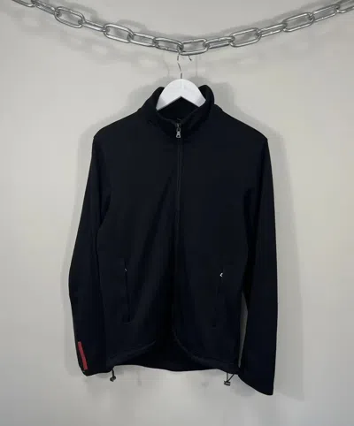 Pre-owned Prada Vintage  Red Tab Luxury Black Full Zip Track Top Jacket