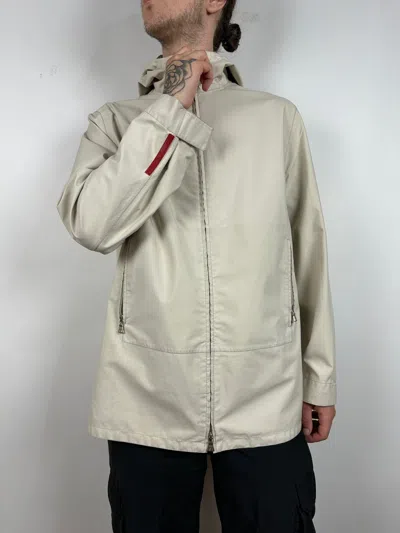Pre-owned Prada Vintage  Sport Gore-tex Red Tab Nylon Coat Jacket In Sand