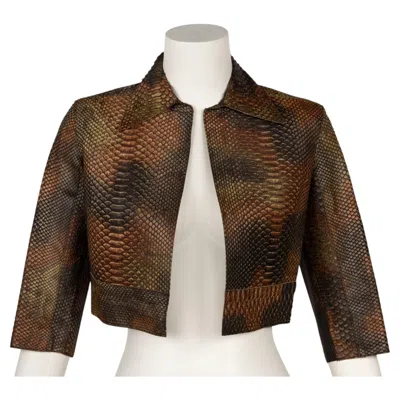 Pre-owned Prada Vintage Python Cropped Jacket Women's Size 38 It Spring 2004 In Black