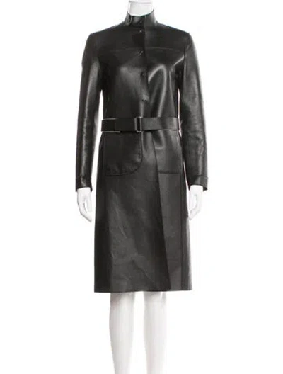 Pre-owned Prada Vintage Reversible Leather Coat In Black