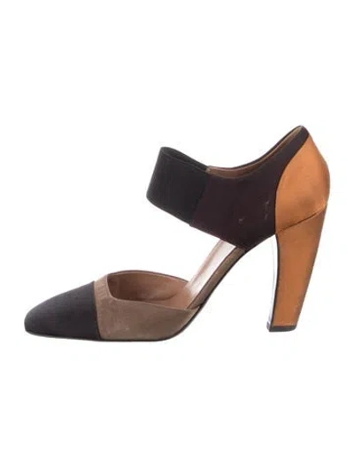 Pre-owned Prada Vintage Satin D'orsay Pumps In Brown