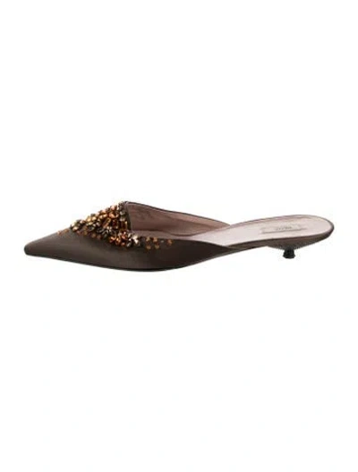 Pre-owned Prada Vintage Satin Mules In Brown