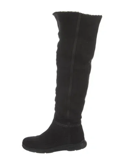 Pre-owned Prada Vintage Shearling Boots In Black