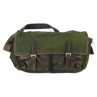 Pre-owned Prada Vintage Shoulder Bag Nylon And Leather Green Nylon Shoulder Bag Bag ()