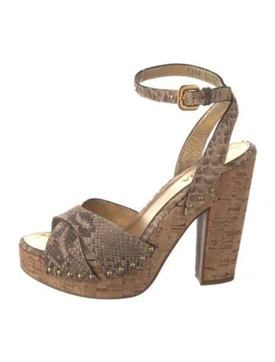 Pre-owned Prada Vintage Snakeskin Sandals In Neutral