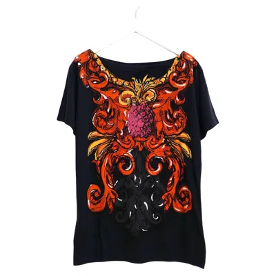 Pre-owned Prada Vintage Spring 2011 Women's Pineapple Print T-shirt Size S In Black