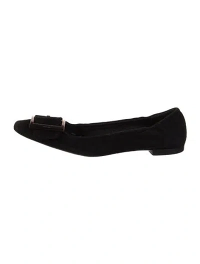 Pre-owned Prada Vintage Suede Ballet Flats In Black