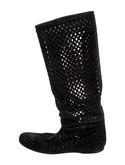 Pre-owned Prada Vintage Suede Boots In Black