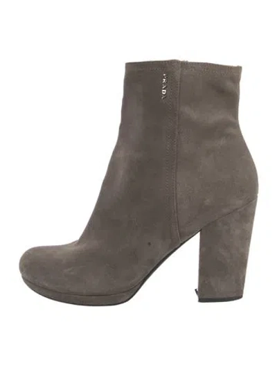 Pre-owned Prada Vintage Suede Boots In Gray