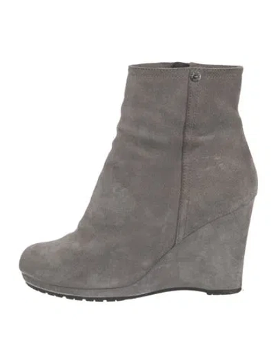 Pre-owned Prada Vintage Suede Boots In Gray