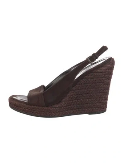 Pre-owned Prada Vintage Suede Espadrilles In Brown