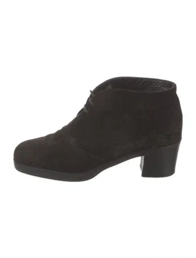 Pre-owned Prada Vintage Suede Lace-up Boots In Black