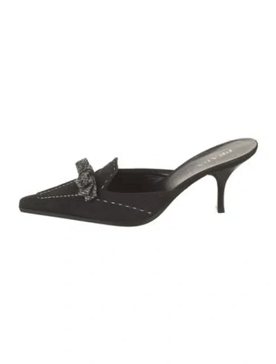 Pre-owned Prada Vintage Suede Mules In Black