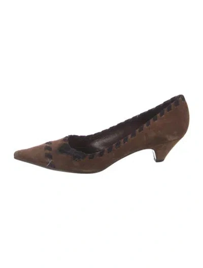 Pre-owned Prada Vintage Suede Pumps In Brown