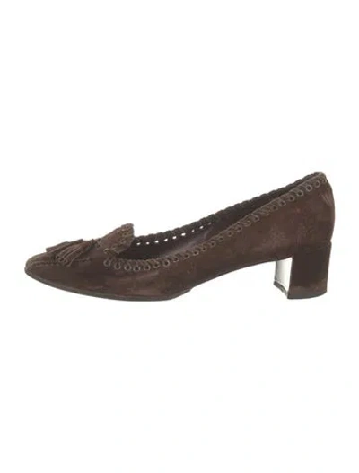 Pre-owned Prada Vintage Suede Pumps In Brown