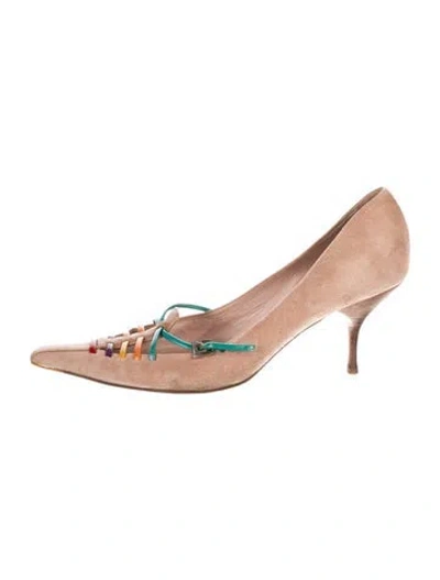 Pre-owned Prada Vintage Suede Pumps In Neutral