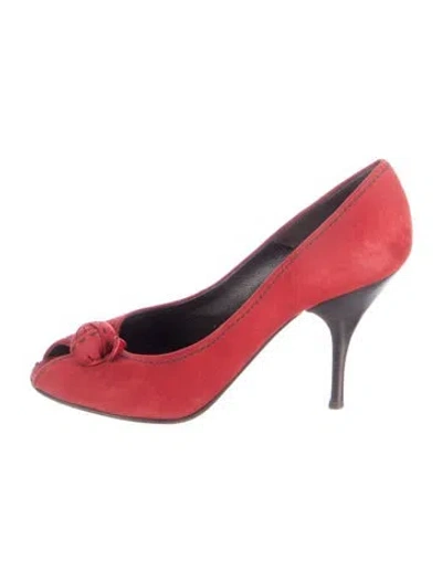 Pre-owned Prada Vintage Suede Pumps In Red