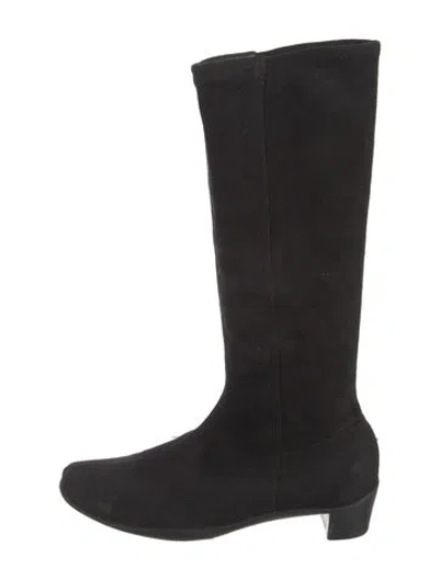 Pre-owned Prada Vintage Suede Riding Boots In Black