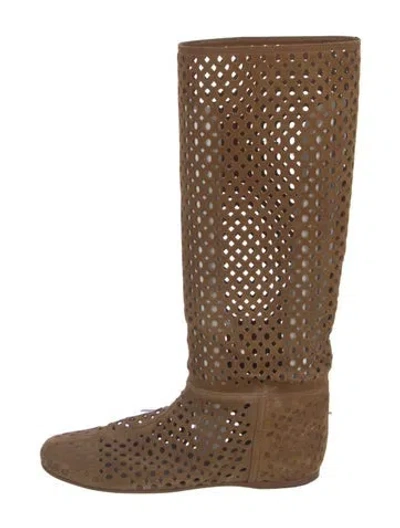 Pre-owned Prada Vintage Suede Riding Boots In Brown