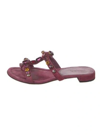 Pre-owned Prada Vintage Suede Slides In Burgundy