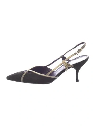 Pre-owned Prada Vintage Suede Slingback Pumps In Blue
