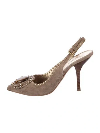 Pre-owned Prada Vintage Suede Slingback Pumps In Neutrals