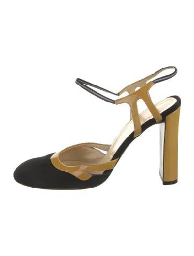 Pre-owned Prada Vintage Suede Slingback Pumps In Yellow