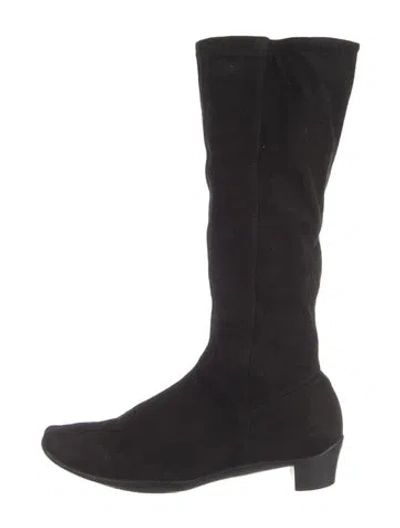 Pre-owned Prada Vintage Suede Sock Boots In Black