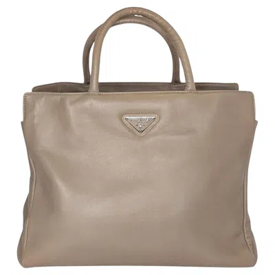 Pre-owned Prada Vintage Taupe Nappa Leather Sport Tote B5465 In Brown