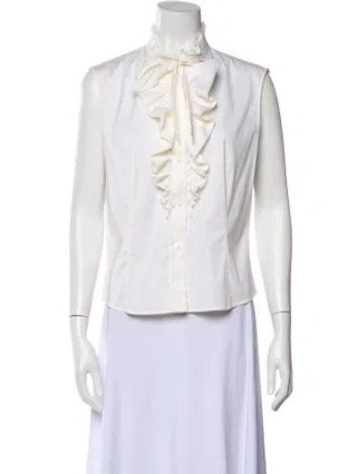 Pre-owned Prada Vintage Tie Neck Blouse In Neutral