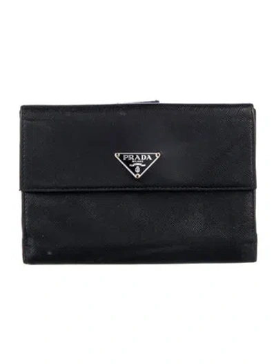 Pre-owned Prada Vintage Trifold Wallet In Black