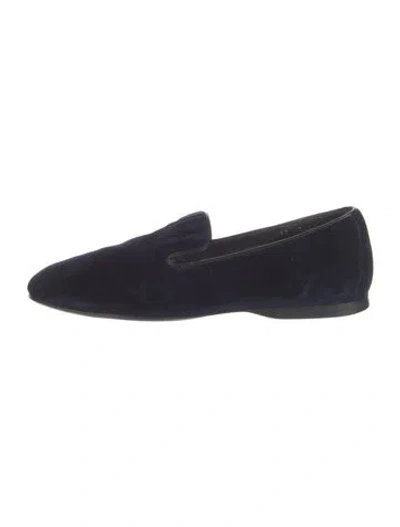 Pre-owned Prada Vintage Velvet Loafers In Blue