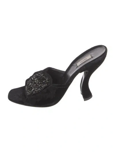 Pre-owned Prada Vintage Velvet Slides In Black