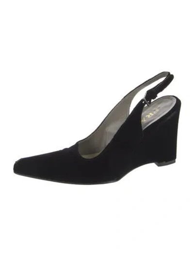Pre-owned Prada Vintage Velvet Slingback Pumps In Black