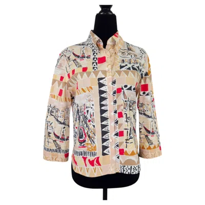 Pre-owned Prada Vintage Venice Print Shirt, Spring-summer 2004 In Beige