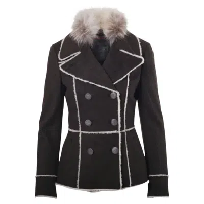 Pre-owned Prada Vintage Wool Jacket With Fur Collar - '10s In Black