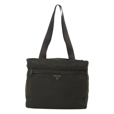 Pre-owned Prada Vintage Zip Tote Tessuto Synthetic Bag () In Green