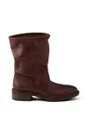 Prada 45mm Vintage-effect Leather Mid-calf Boots In Brown
