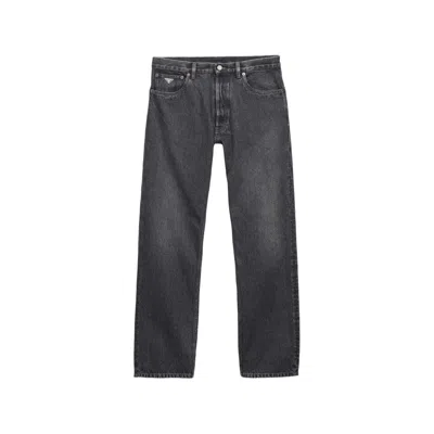 Prada Vintage-look Denim Jeans In Gray