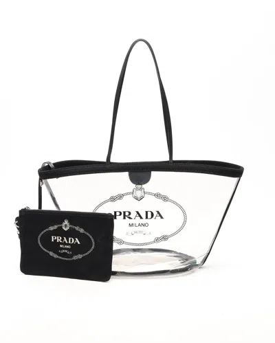 Prada Vinyl Canapa Tote Bag In Black