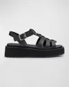 Prada Vinyl Flatform Fisherman Sandals In Nero