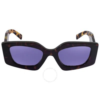 Prada Violet Mirrored Internal Silver Irregular Ladies Sunglasses Pr 15ys 2au05q 51 In Silver / Tortoise / Violet