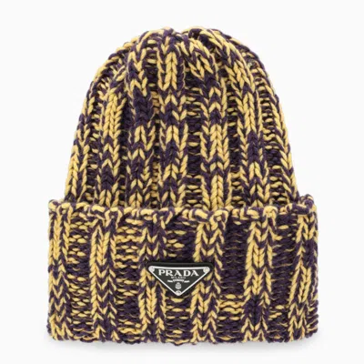 Prada Violet\/yellow Wool And Cashmere Hat In Viola+giallo