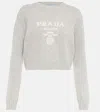 Prada Logo Wool And Cashmere Sweater In Marmo