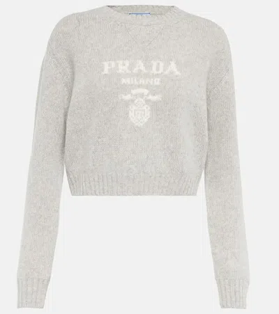 PRADA VIRGIN WOOL AND CASHMERE CROPPED SWEATER