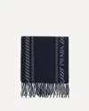 Prada Striped Pattern Scarf Fringed Edges In Blue